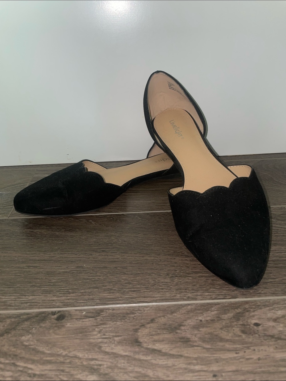 Limelight Black Scalloped D'Orsay Pointed Flats